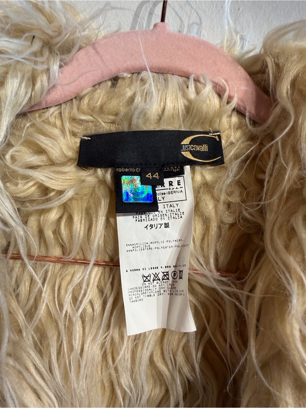 Vintage Just Cavalli Faux Fur Trim Patchwork Vest - Picture 4 of 5